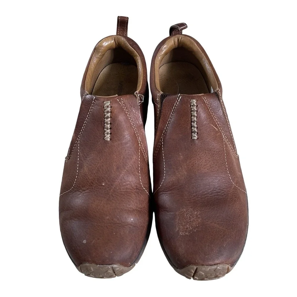 Mens Merrell Jungle‎ Moc Leather Shoes Sz 9 Brown Slip On Loafers Dress Shoes